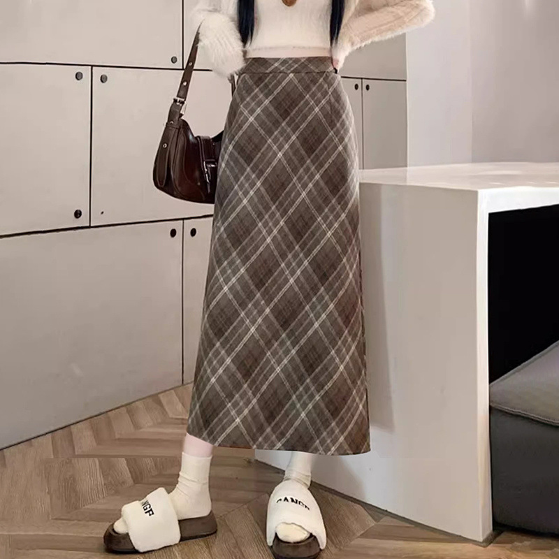College style mid-length plaid skirt tight hot girl style pure and luxurious style slim and age-reducing skirt