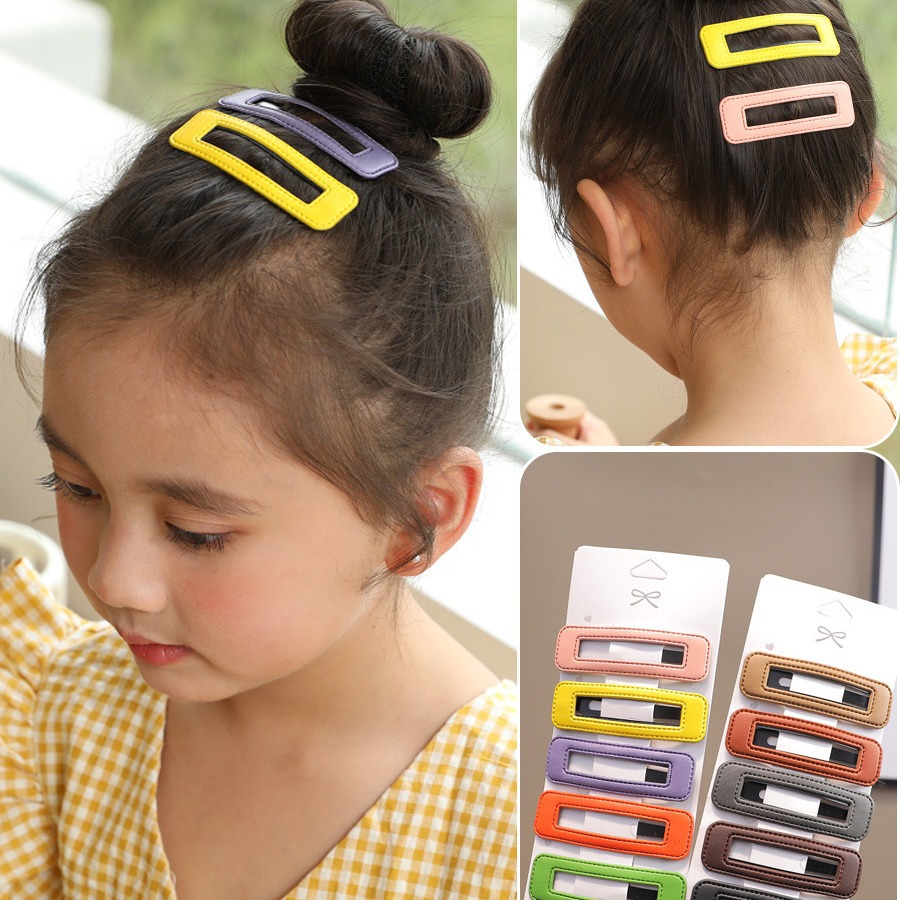 Horquilla clip lateral para niñas clip de pelo roto Tocado rojo neto nuevo color caramelo Bangs clip de cuero horquilla temperamento BB clip