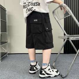 男童夏季工装短裤宽松五分裤多口袋潮牌休闲裤中大童户外运动裤