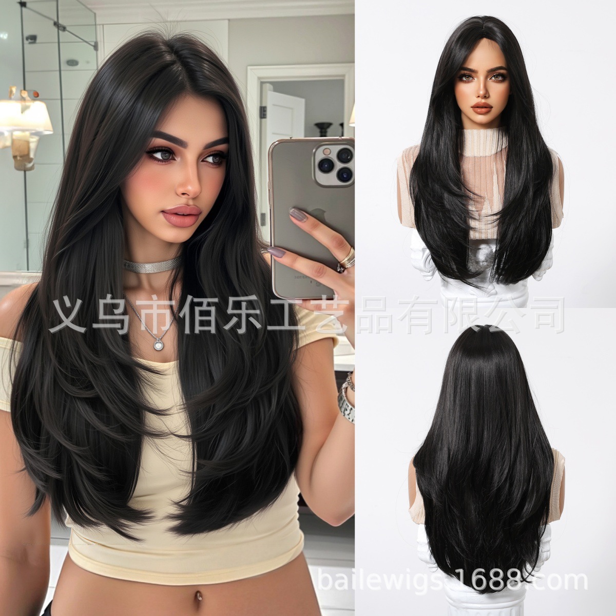 Transfronterizos venta caliente pelucas negras naturales rizos largos franjas capas sensación de red de rosas sombrero resistente al calor wigs