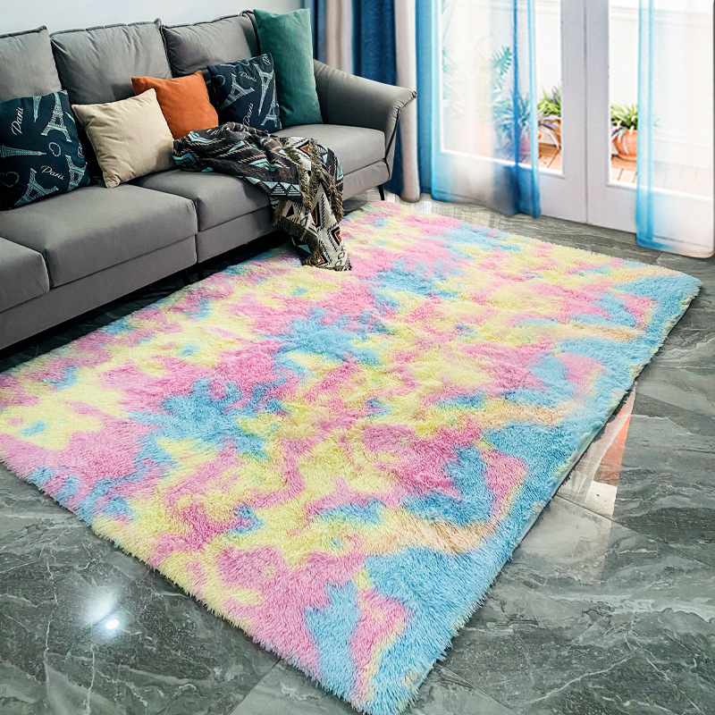 Nordic Instagram-style living room rug, full-area bedroom bedside carpet, thick silk-wool tie-dye rug, large-sized floor mat—cross-border selection