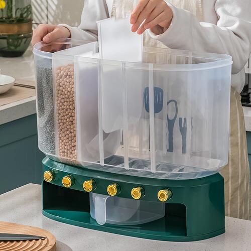 Simple home kitchen wall-mounted divided rice bucket moisture-proof and insect-proof divided grain storage bucket rice bucket plastic kitchen 10 kg