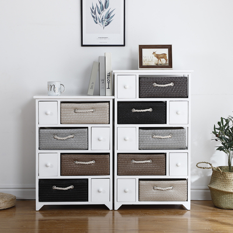 Armario de almacenamiento americano transfronterizo, cajón de madera, almacenamiento de ropa de juguete, mesita de noche, armario de almacenamiento pastoral coreano