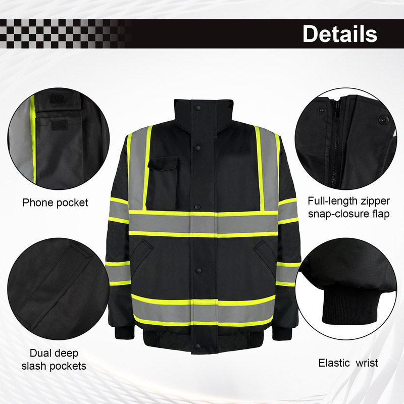 Reflective Jacket, Windproof and Cold-Resistant, Construction Work, Traffic Duty, Outdoor Cycling, Safety Warning Clothing, Protection Against Cold Reflective Jacket, Windproof and Cold-Resistant, Construction Work, Traffic Duty, Outdoor Cycling, Safety Warning Clothing, Protection Against Cold