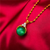 Fashionable copper pendant jade, golden nail decoration, 24 carat, with gem