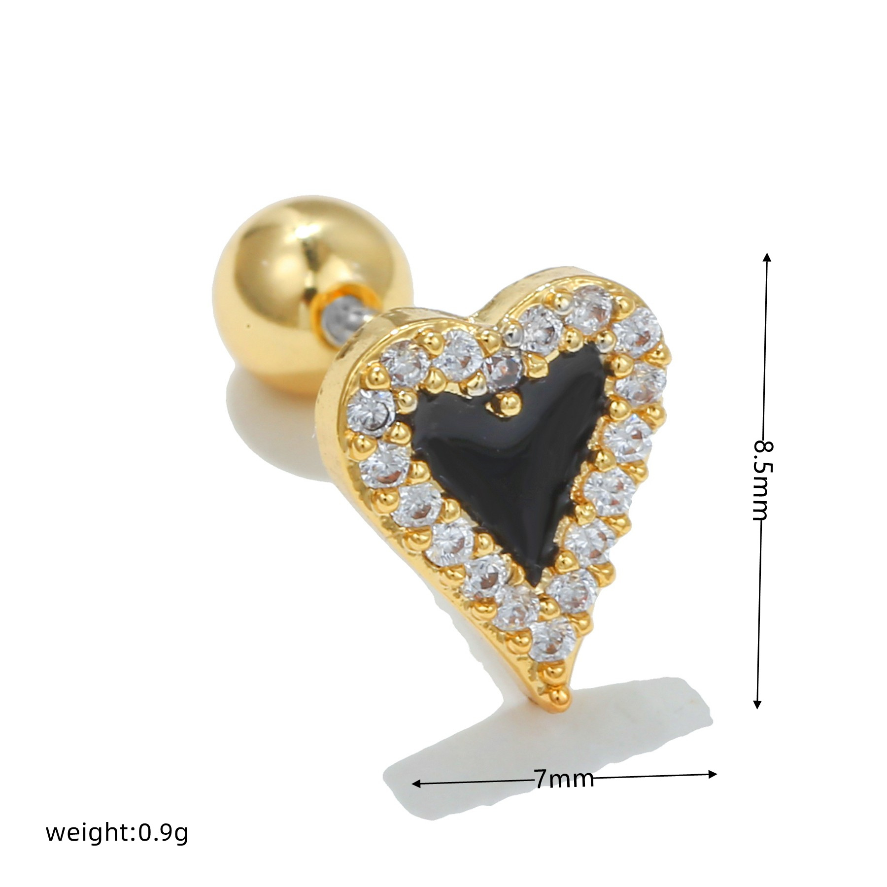 Fashion Heart Shape Copper Inlay Zircon Ear Studs 1 Piece