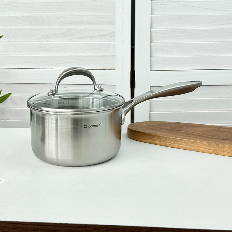 Chockmen Zhuo Deming 18 / 10 de acero inoxidable de un solo mango de leche 16 / 18cm de paneles de fideos suplementarios con escala