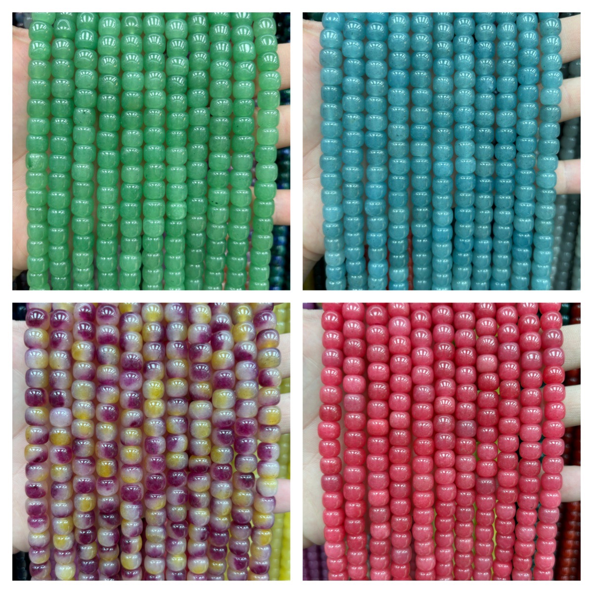 7x8mm天然石墩墩珠老形珠 玉髓服装辅料玉石纽扣 半成品diy饰品配