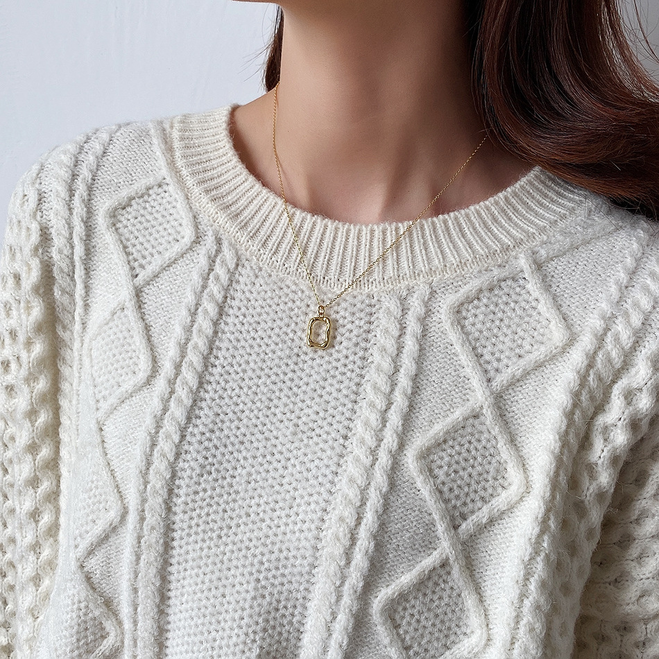 Daily Occasion 925 Sterling Silver Material 925 Sterling Silver Cable Chain Hollow Out Geometric Pendant Necklace