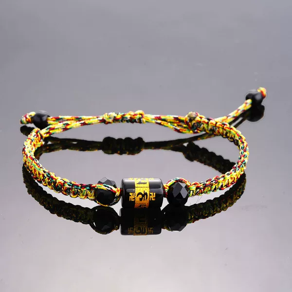 Dragon Boat Festival Colorful Rope Bracelet Xizang Six-Character Mantra Barrel Bead Bracelet Hand-Woven Five-Color Thread Colorful Rope Small Gift