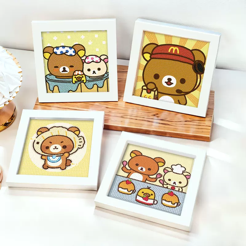 轻松熊钻石画diy手工儿童钻石贴画学生砖石画满钻新款批发