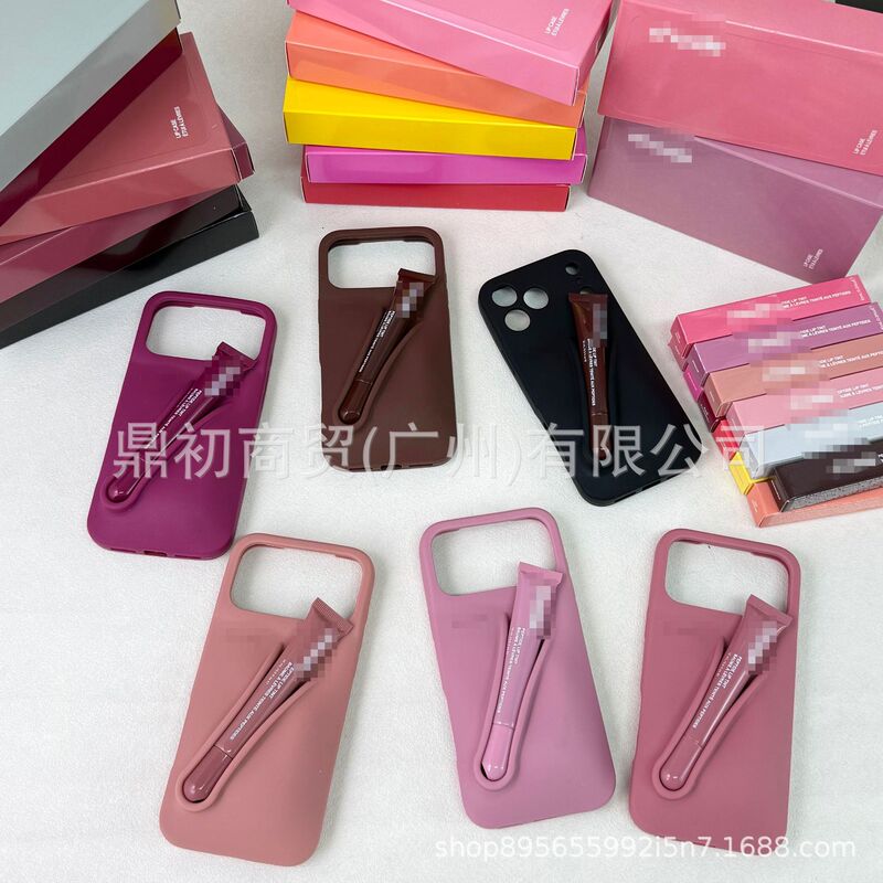 In-Stock Hailey iPhone 17 Apple Series Phone Case with Lipstick Holder, 16/15 Pro Max Silicone Anti-Drop