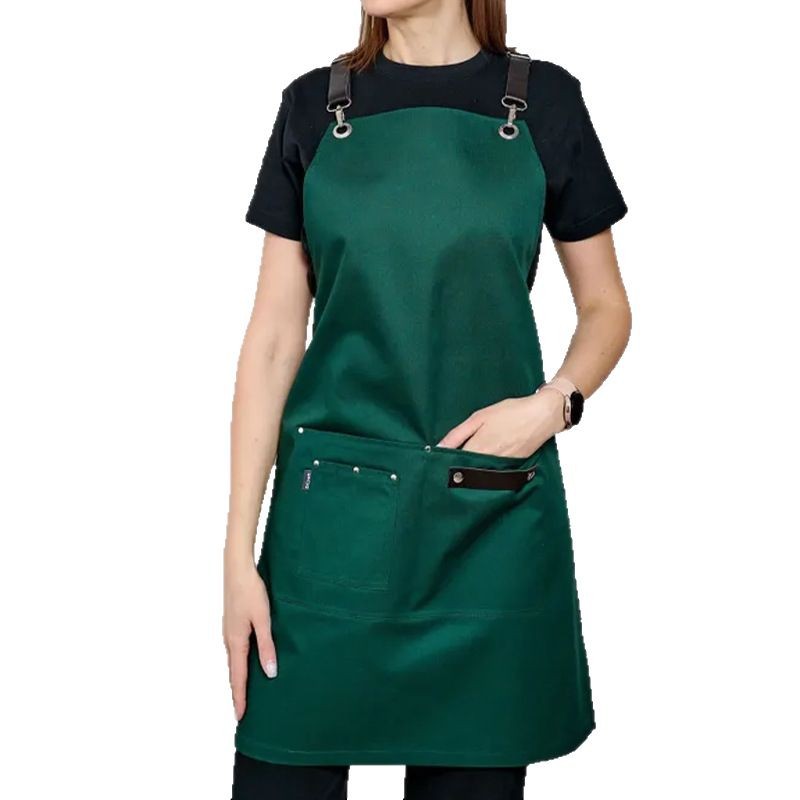 Transfronterizo Amazon poliéster lona delantal personalizado logotipo leche tienda de té cafetería ropa de trabajo cocina delantal impermeable