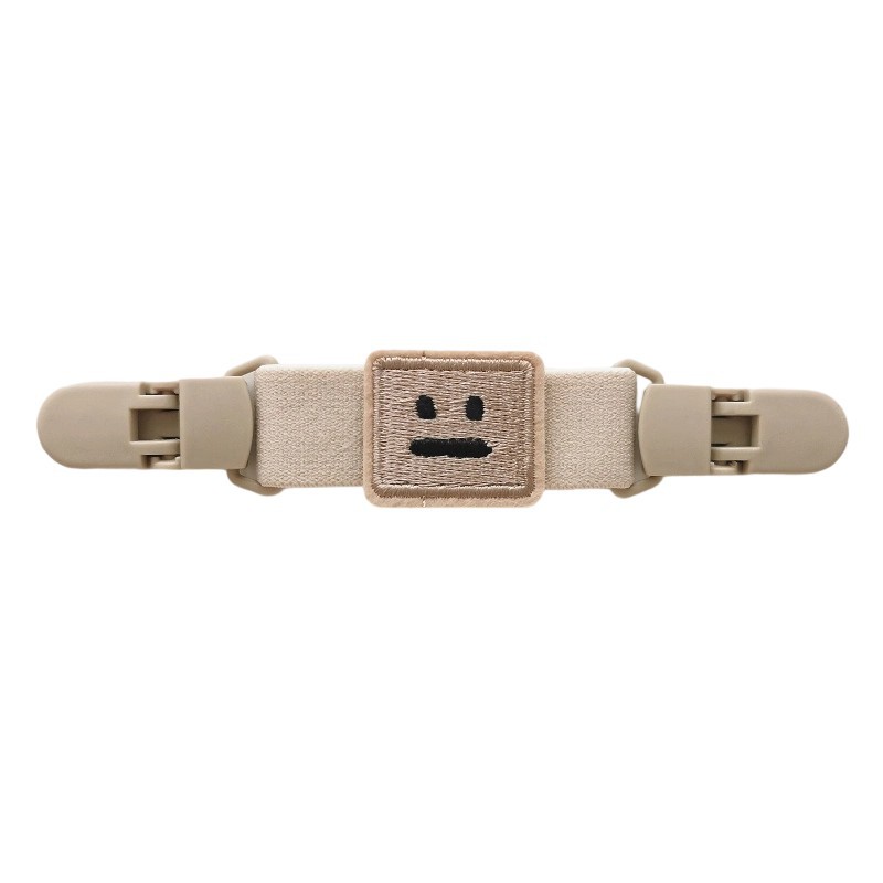 살구(스트랩 클립) 카키 스퀘어 스마일리 페이스