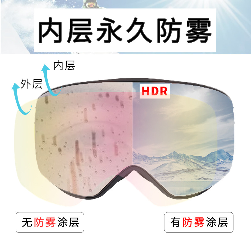 跨境新款成人滑雪鏡雙層防霧柱面男女滑雪眼鏡雪地護目鏡登山專業(yè)