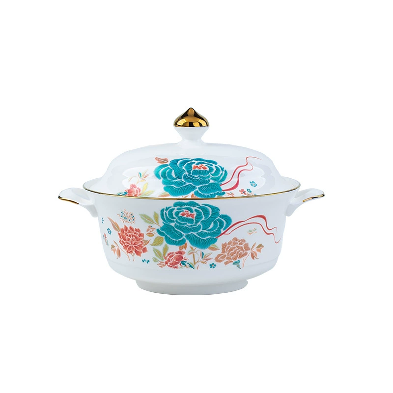 Керамическая миска и тарелка из Jingdezhen, набор посуды для новоселья, при высокой температуре, посуда из костяного фарфора полного набора в китайском стиле, подарок легкая роскошь