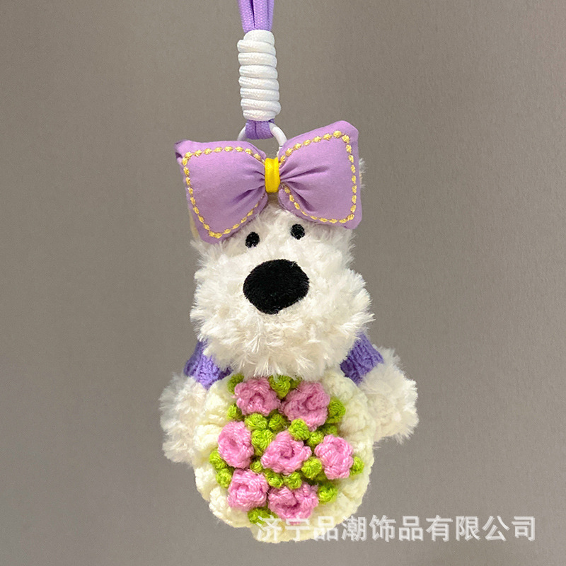 かわいい西高地のストラップが乱雑な子犬のぬいぐるみのリュックサックのストラップのキーホルダーの漫画の人形のペンダントのプレゼントです。|undefined
