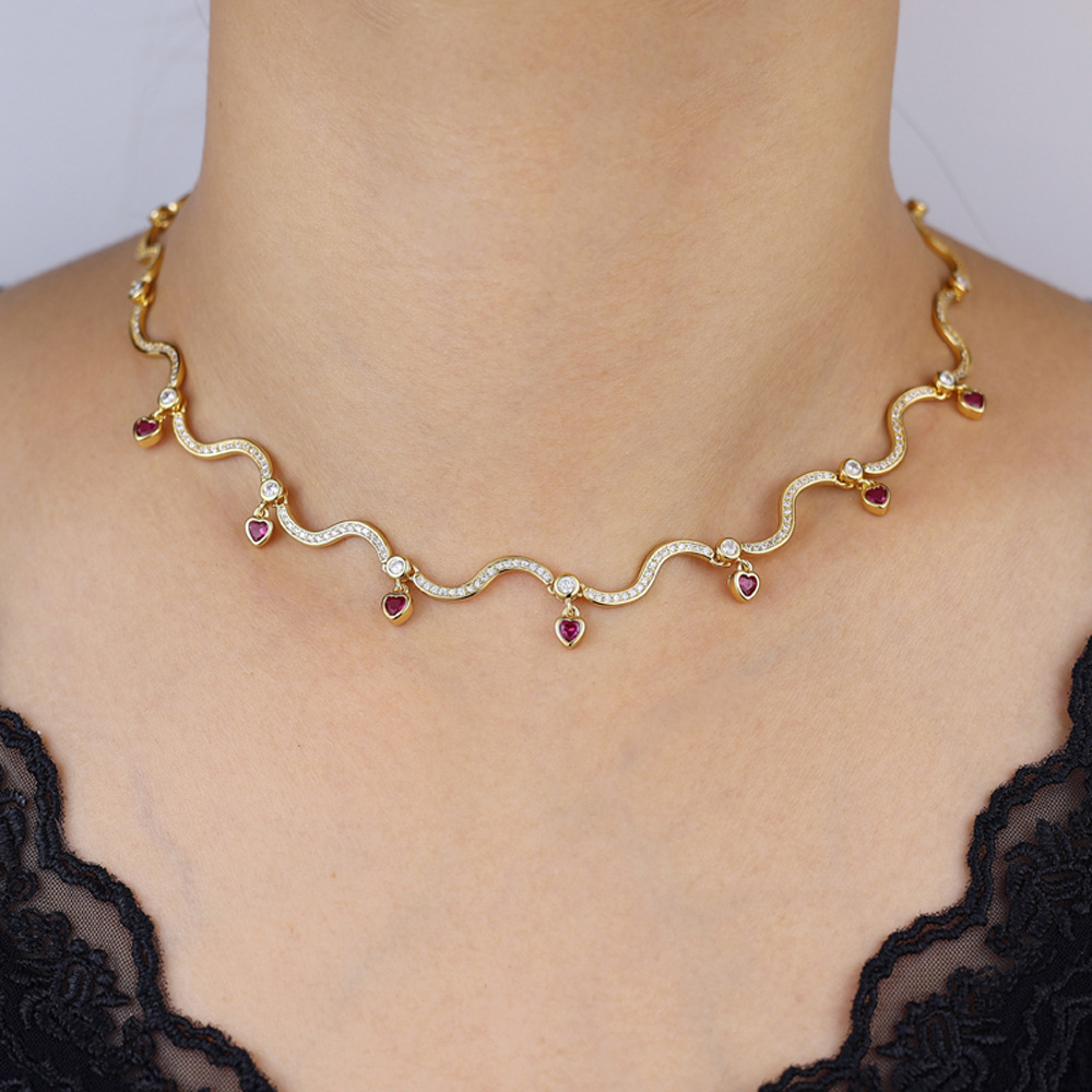 Collana con zircone a goccia donna catena geometrica elegante_voghion.com