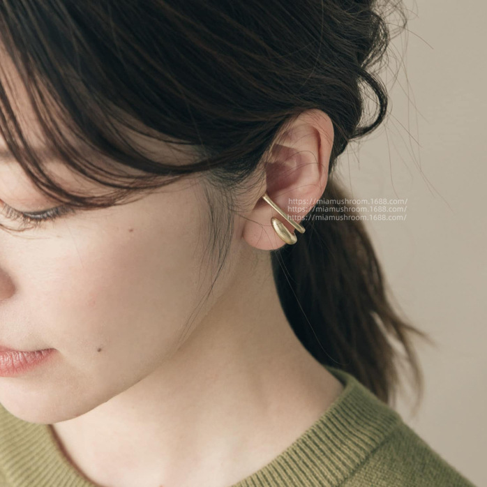 日本kas风做旧哑光时尚个性金属线条耳骨夹耳饰女单只耳夹无耳洞