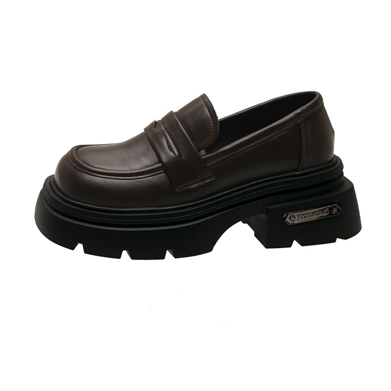 Толстая обувь Lefu одиночная обувь женская 2024 осень новый черный ретро английский стиль увеличен