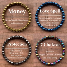 境爆款temu希音串珠手链七彩、蓝色、金色、黑色赤铁矿手链