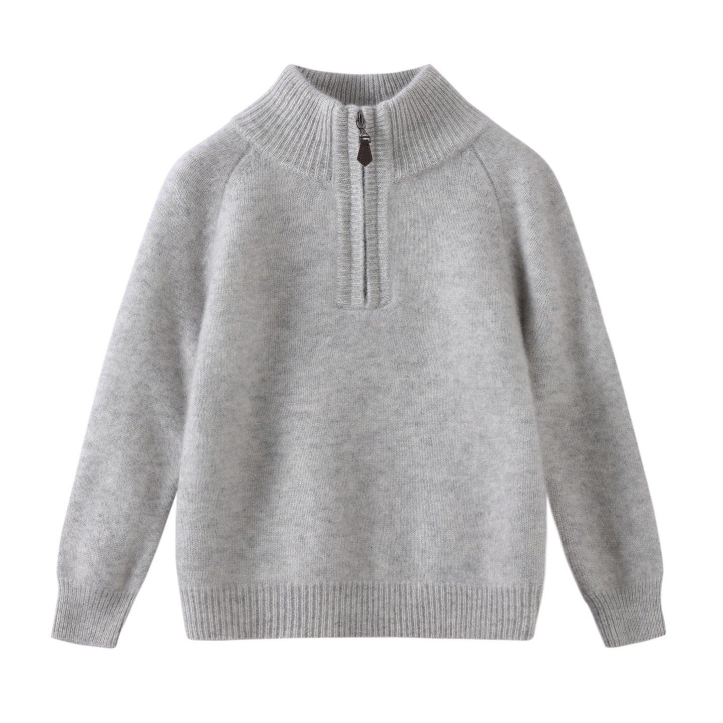 100% Wool Sweater for Boys, Half-High Neck, Half-Zip Thick Base Layer Sweater for Boys and Girls, Autumn and Winter Cashmere Knitted Top