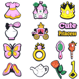 Cross-Border Amazon Pink Work Series Pvc Soft Rubber Cartoon Hole Shoe Flower DIY Shoe Buckle Wrist Strap Decoration