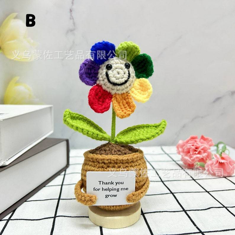 Amazonas comercio exterior gancho de lana sonriente flores en maceta comercio exterior artesanal girasol tulipas margarita adornos image 7