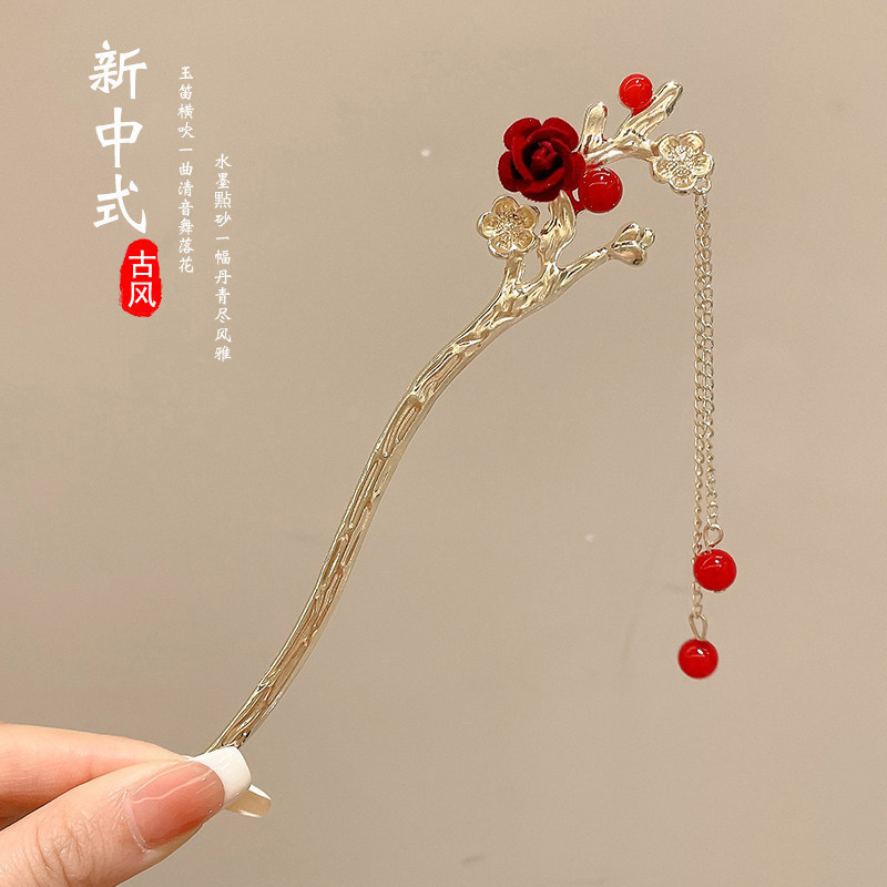2 una flor flocado clip de pelo