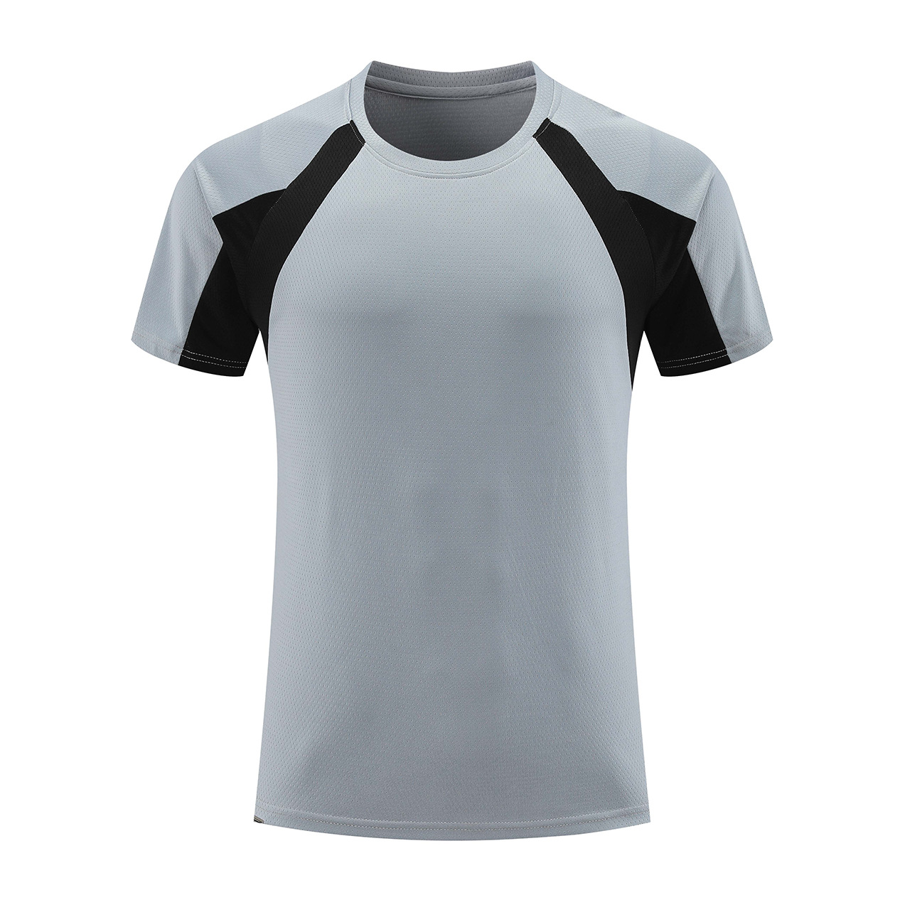 Hombre deportivo ocio mangas cortas T gran agujero de ventilación color combinado ropa de trabajo de secado rápido impresión logotipo camiseta ropa deportiva fitness
