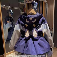 儿童外套秋季2024新款朱迪卡通兔子收腰秋冬冲锋衣中长款连帽风衣