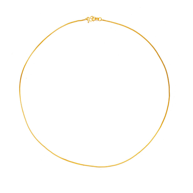 Copper Plated True Gold Neckchain Box Lock Bone Chain Instagram Necklace Women's Short Style Simple and Elegant_voghion.com