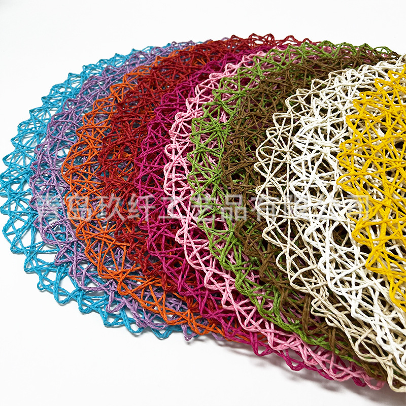 38cm antideslizante y resistente al calor, popular explosión multicolor, almohadilla de decoración de papel tejido a mano ultraligera
