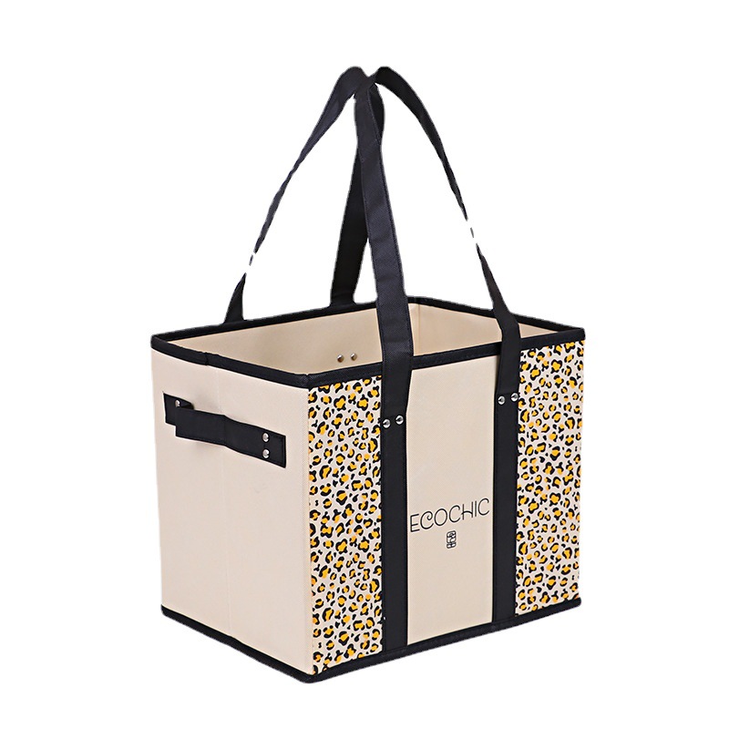 厂家制作可折叠无纺布收纳箱 杂物储物箱 手提棉麻衣物整理箱