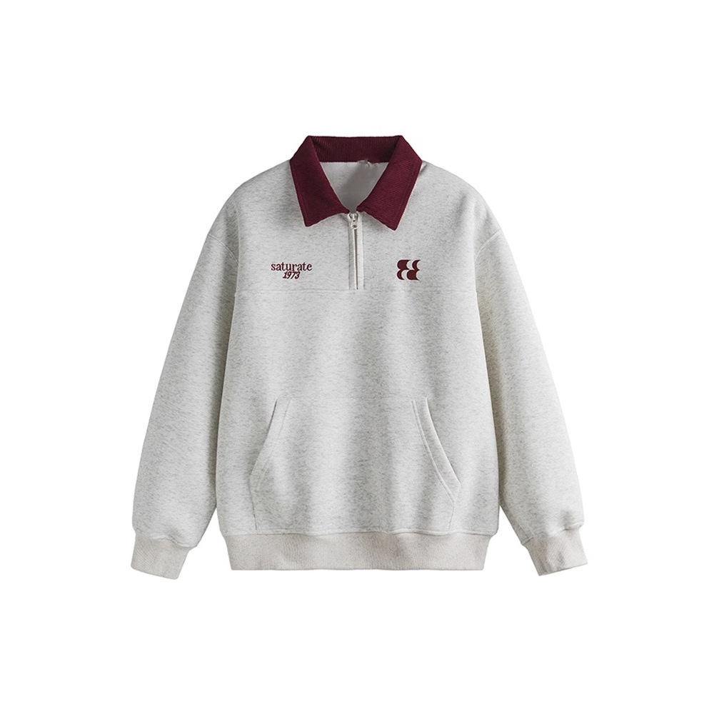 New hoodie men's trendy brand new letter embroidery contrasting color American college style sports collar on clothes_voghion.com