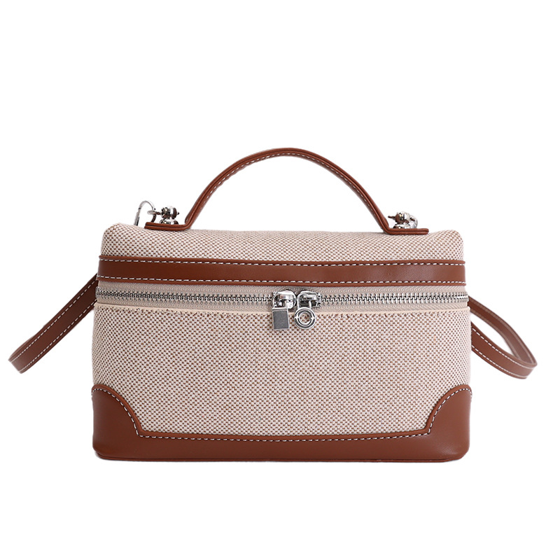 Caja de mano retro europea y americana bolsos pequeños cuadrados para mujeres nuevas ventas calientes de lona transfronteriza color de empalme de hombro único