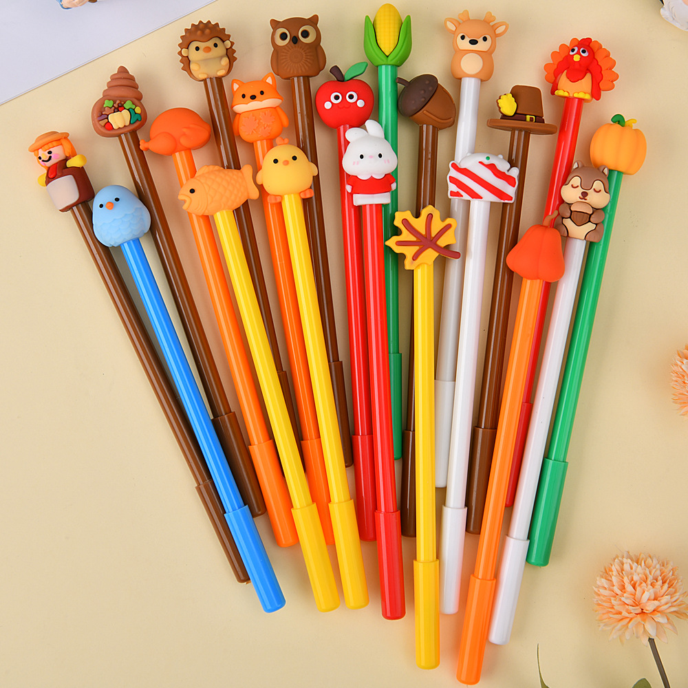 Bolígrafo neutro de dibujos animados creativos de Acción de gracias, herramienta de escritura de regalos estudiantiles, bolígrafo a base de agua, forma encantadora, bolígrafo de firma