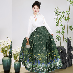 New Original Shan Meng Hai Shi Guo Feng Horse-faced Skirt suit Daily Slimming Adult Hanfu Women's New Chinese Style Skirt
