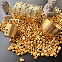 迷你沙金小元宝实心小摆件金属实心聚宝盆黄铜小号米缸