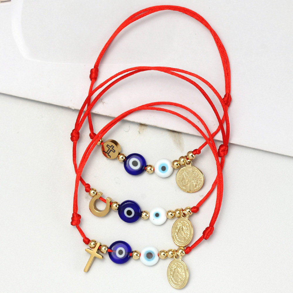 1 Piece Quantity Simple Style Cross Eye 304 Stainless Steel Rope Copper Woven Chain String Bracelets Wholesale