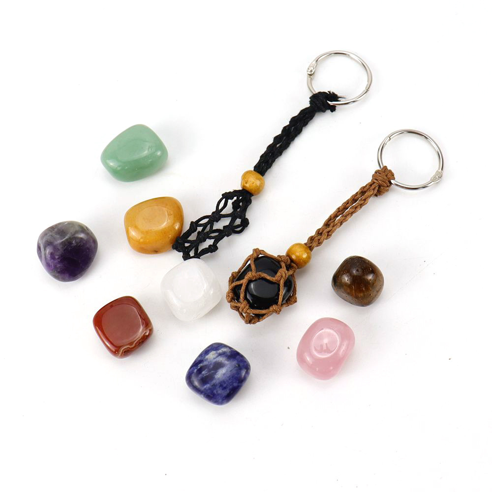 Classic Style Geometric Stainless Steel Natural Stone Cotton Thread Unisex Bag Pendant Keychain display picture 2