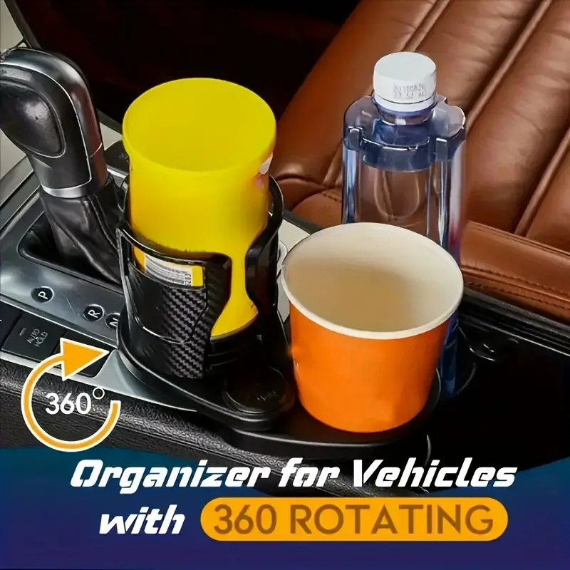 Cross-border Hot-selling Multi-functional Car Water Cup Holder One-half Double-layer Storage Rotating Car Beverage Cup Holder in stock