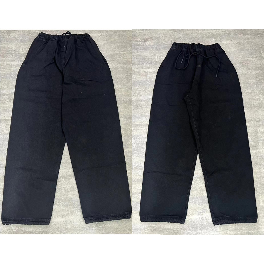 High Street ESSENTIALS FOG Pantalones vaqueros con cordón recto con correa elástica Lavado y pantalones casuales sueltos