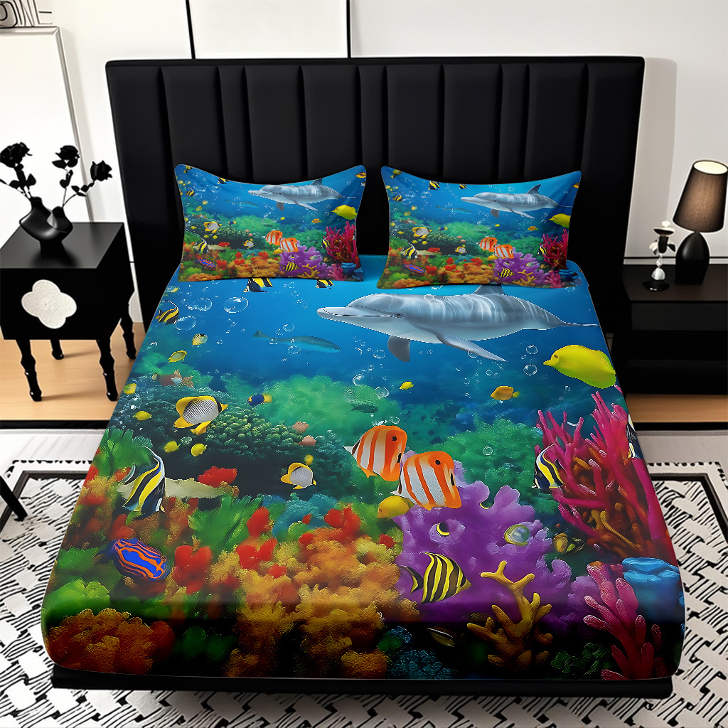 TEMU / JIT Mattress Kits de animales submarinos impresión digital HD ropa de cama