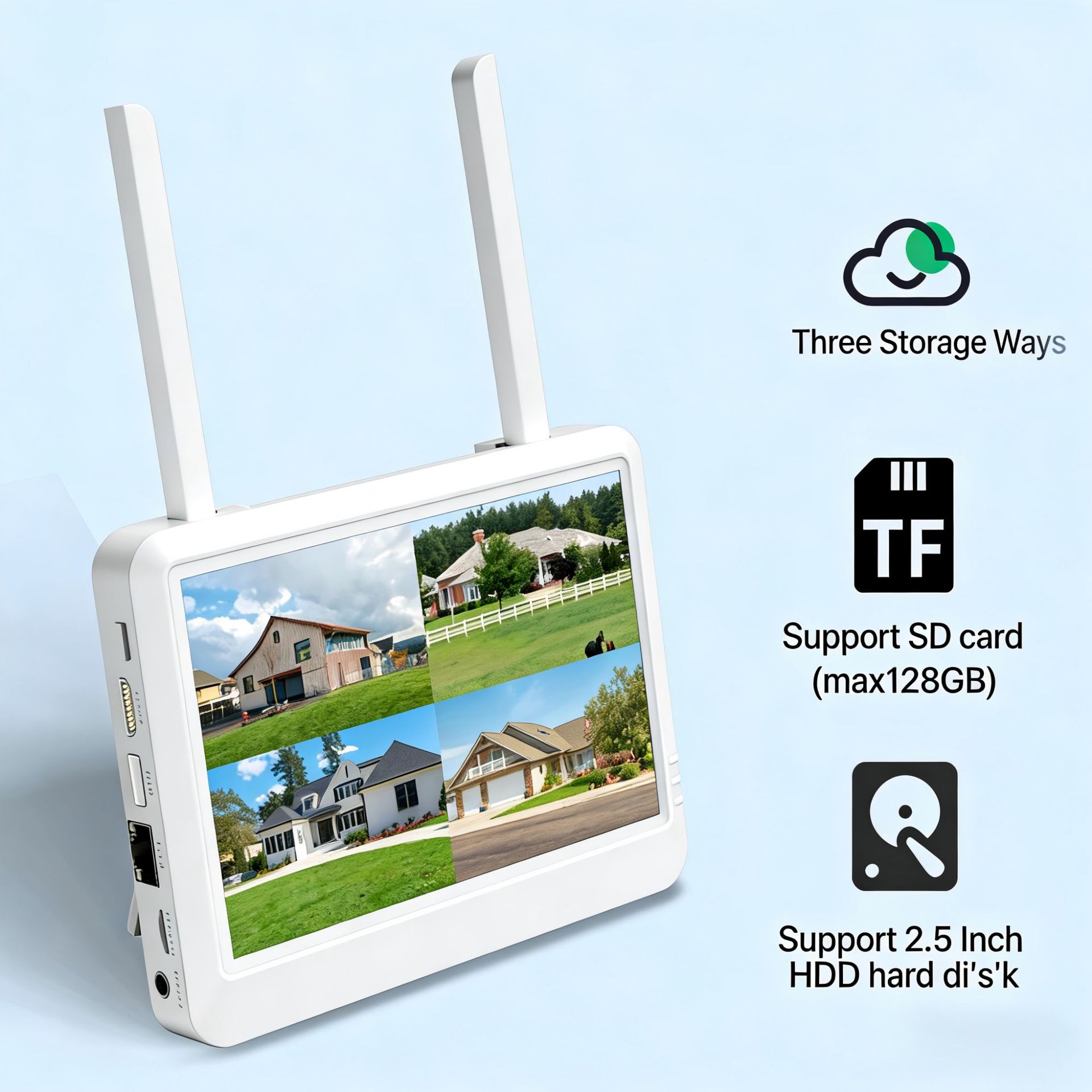 CCTV监控系统wifi带屏双目球机监控摄像头套装摄像头带屏录像机