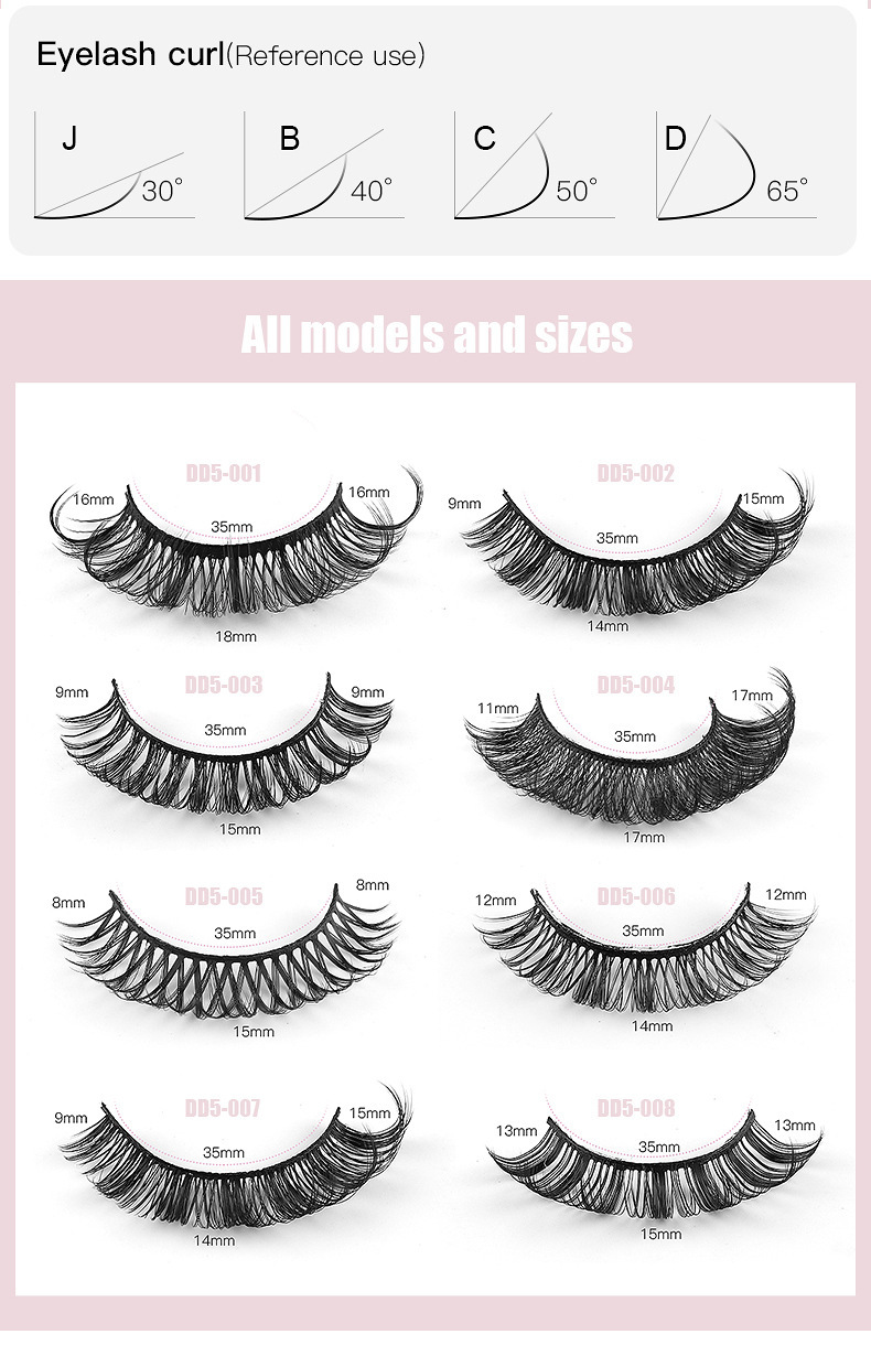 New 5-pair Russian roll DD curved holiday naturally curled and thick synthetic fiber eyelashes_voghion.com