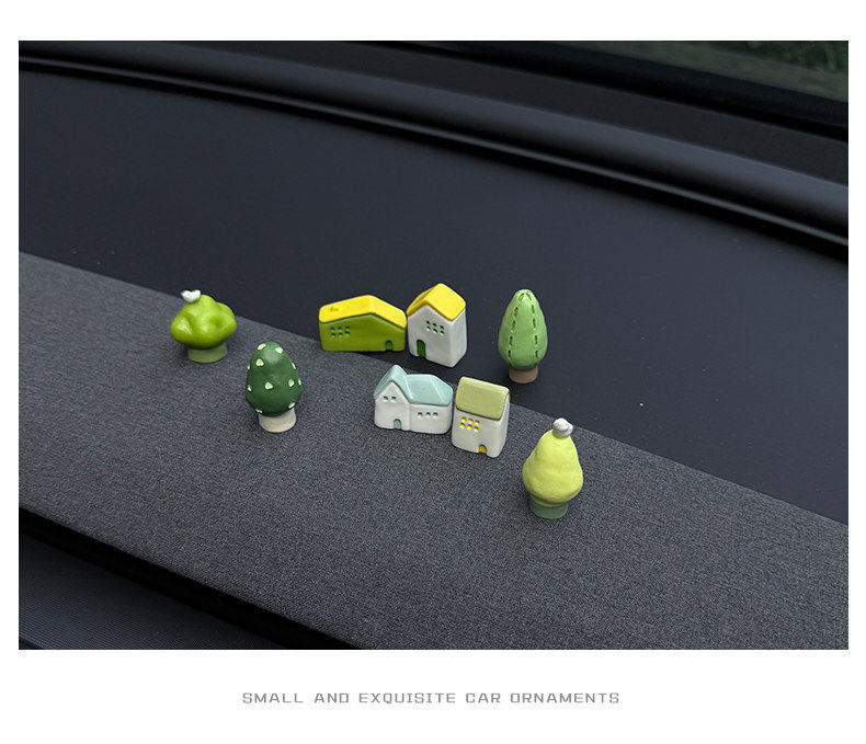Mini House, Small Tree, Fun Car Interior Decorations, Car Accessories, Electric Vehicle Decoration Accessories, Cute