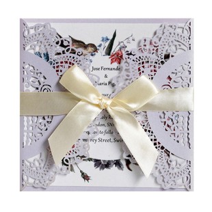Lilac Laser Cut Out Wedding Invitation Holiday Blessing Greeting Card Party Invitation Card Zhejiang Spot