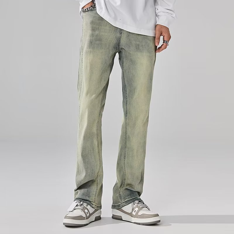 Vaqueros de moda anticuados lavados en la calle americana, pantalones largos de estilo vibe rectos sueltos de primavera y otoño para hombres