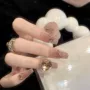纯手工美甲镶钻中长闪钻